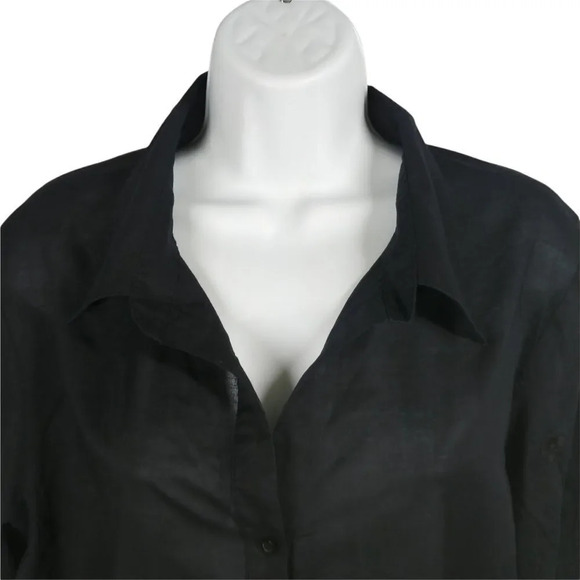 Addition Elle Blouse, Black Embroidered Flowers 16 - Picture 2 of 7